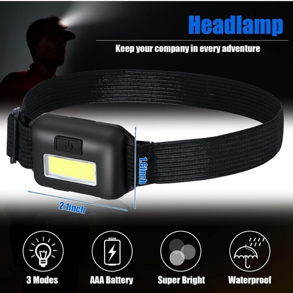 24 LED Headlamp Flashlight Cob Head‎ Light Bright Head Lamp - Picture 4 of 7